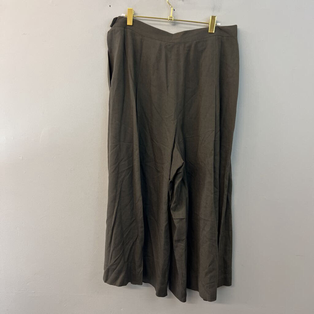 Jones New York Green Linen Wide Leg Pants 14