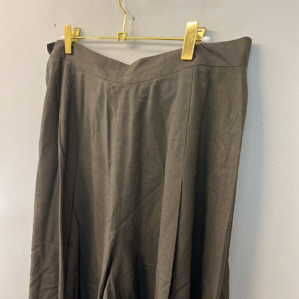Jones New York Green Linen Wide Leg Pants 14