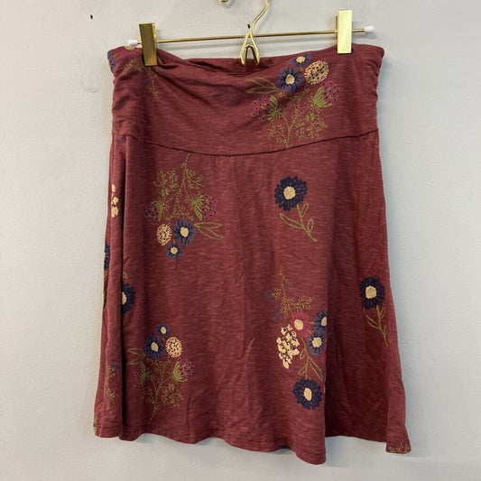 Toad and Co Red/ Multi Flower Print Skirt Small