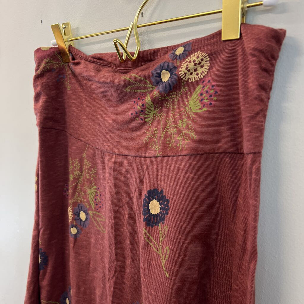 Toad and Co Red/ Multi Flower Print Skirt Small