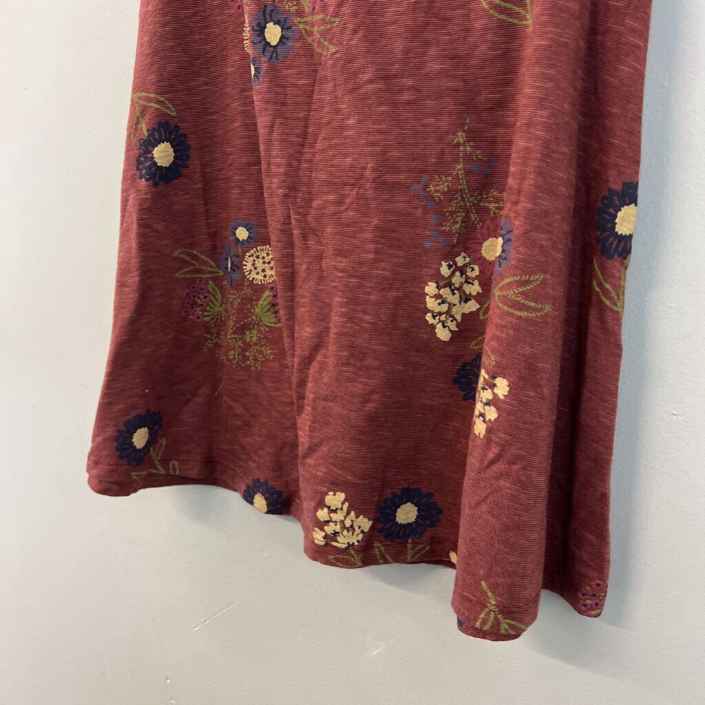 Toad and Co Red/ Multi Flower Print Skirt Small