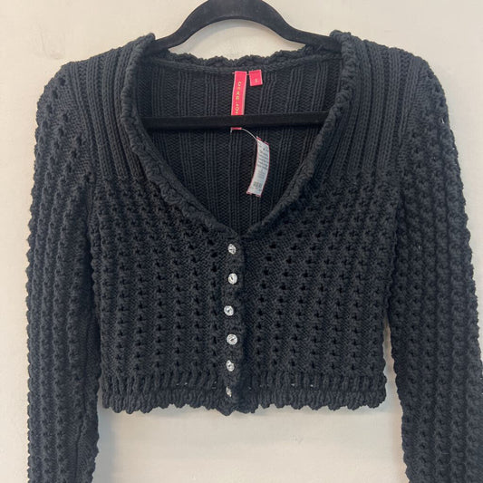 Charlotte Tarantola Black Knit Cropped Cardigan Sweater Small