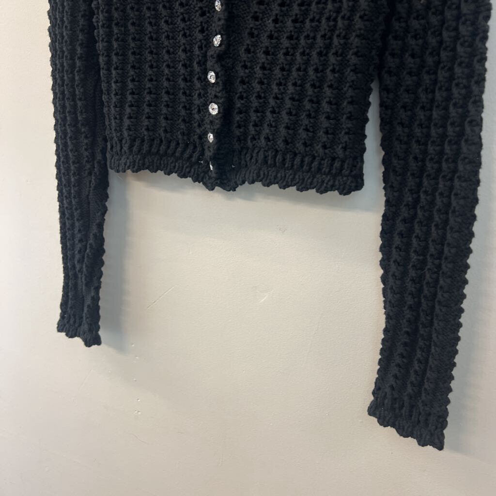 Charlotte Tarantola Black Knit Cropped Cardigan Sweater Small
