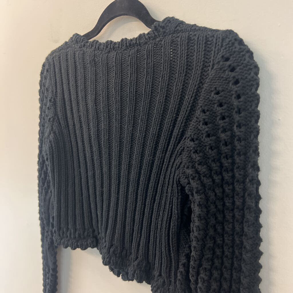 Charlotte Tarantola Black Knit Cropped Cardigan Sweater Small