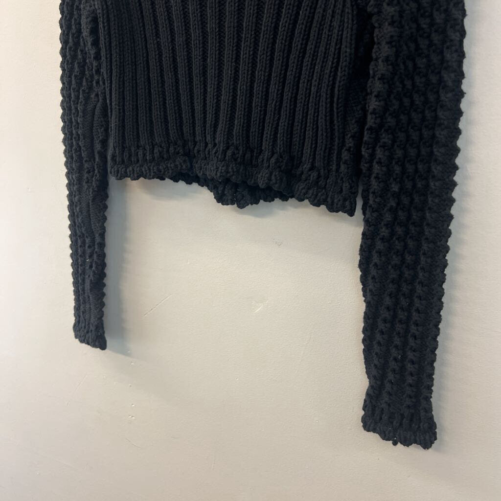Charlotte Tarantola Black Knit Cropped Cardigan Sweater Small
