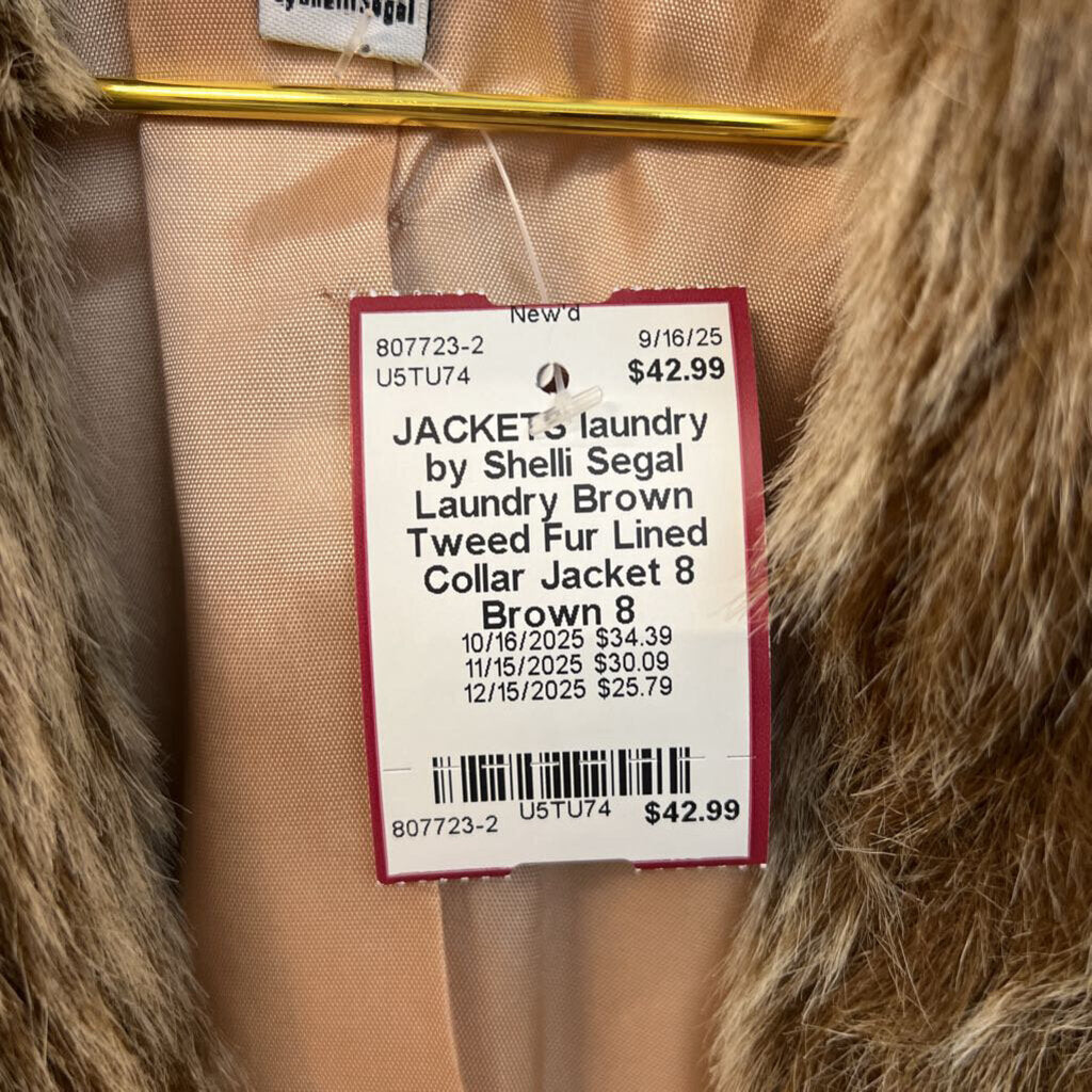 Laundry Brown Tweed Fur Lined Collar Jacket 8