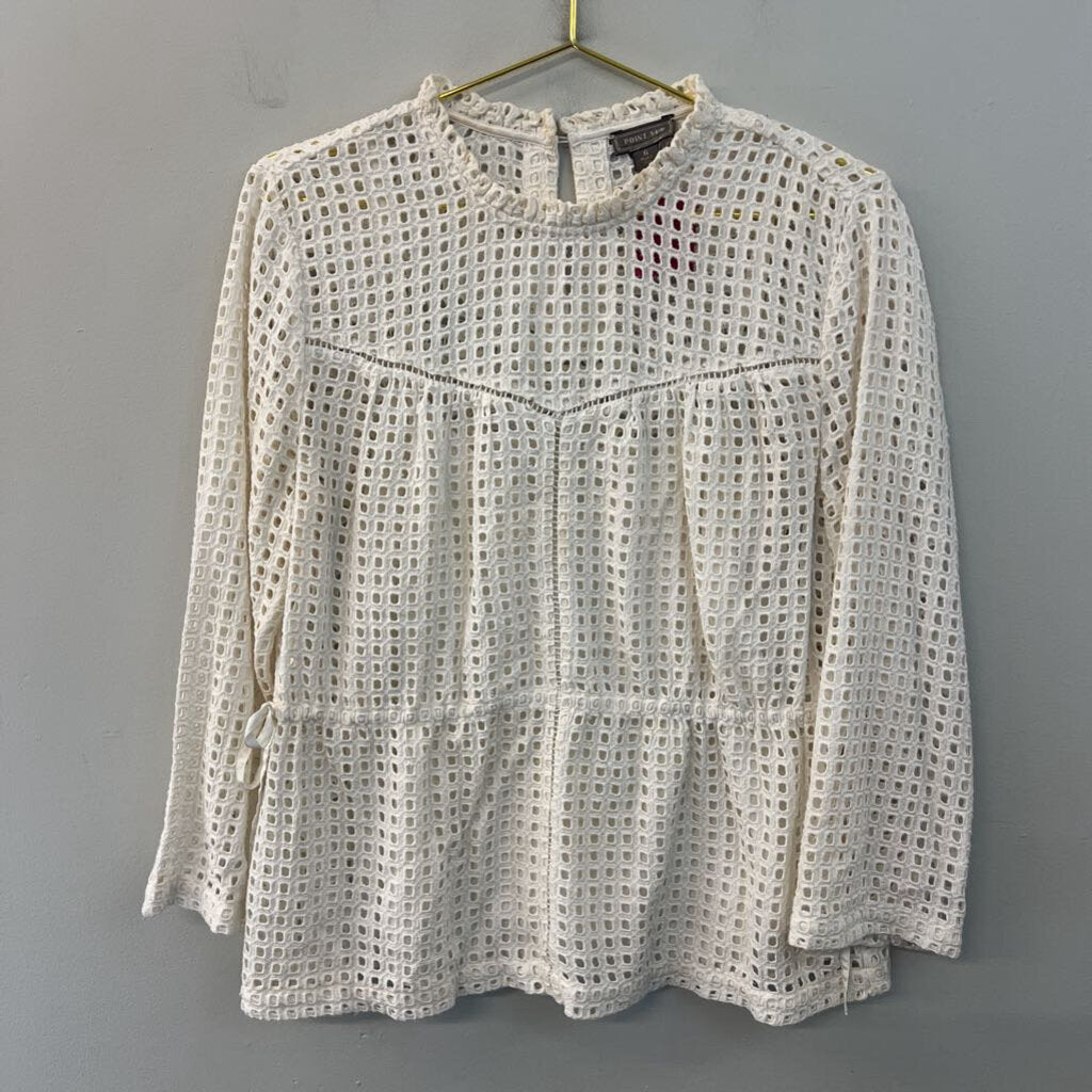 Point Sur White Eyelet Long Sleeve Mock Neck Top 6