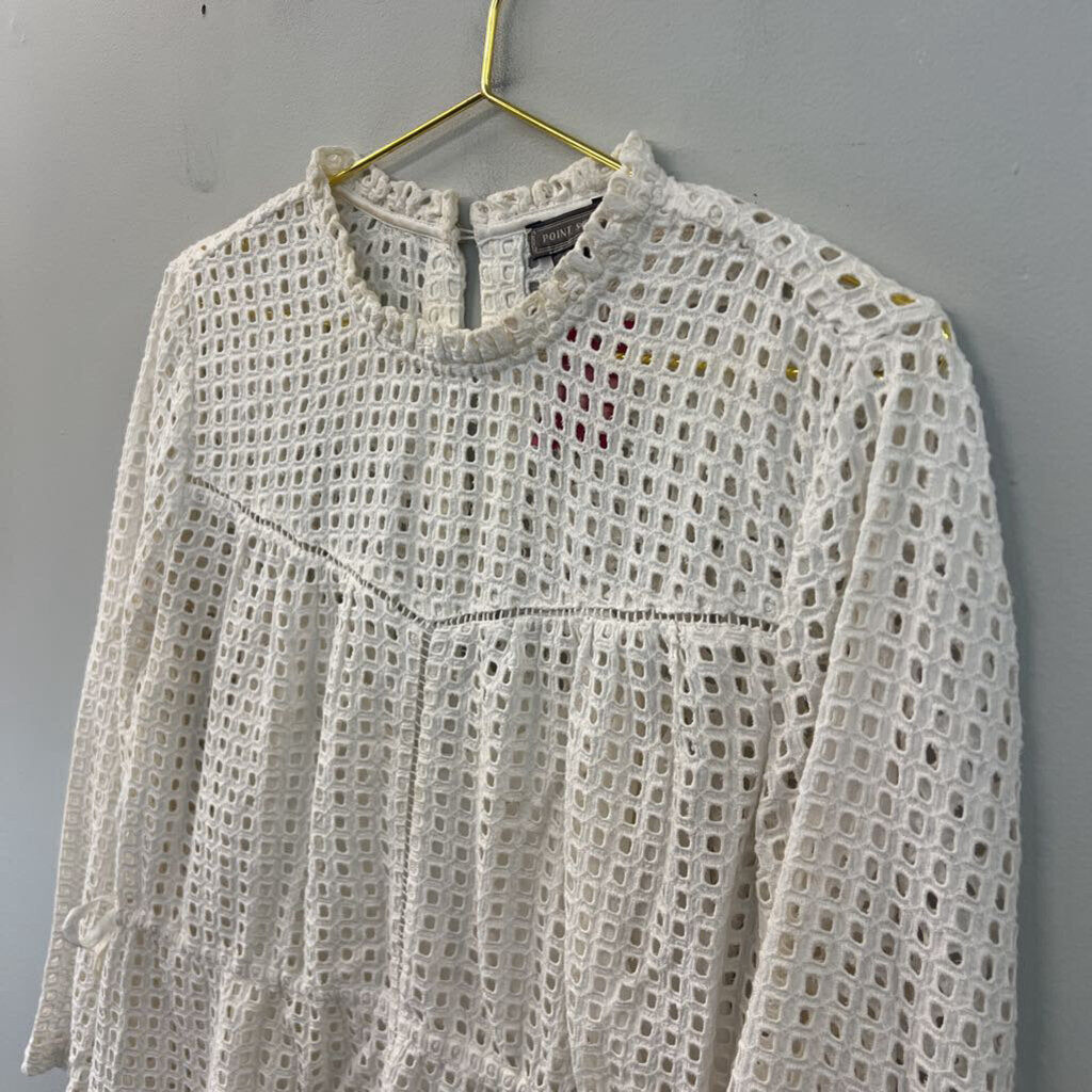 Point Sur White Eyelet Long Sleeve Mock Neck Top 6