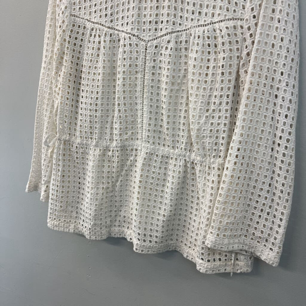 Point Sur White Eyelet Long Sleeve Mock Neck Top 6