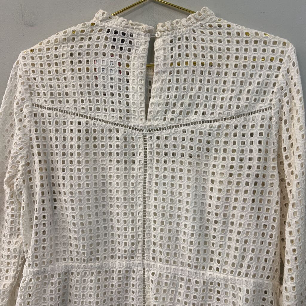 Point Sur White Eyelet Long Sleeve Mock Neck Top 6