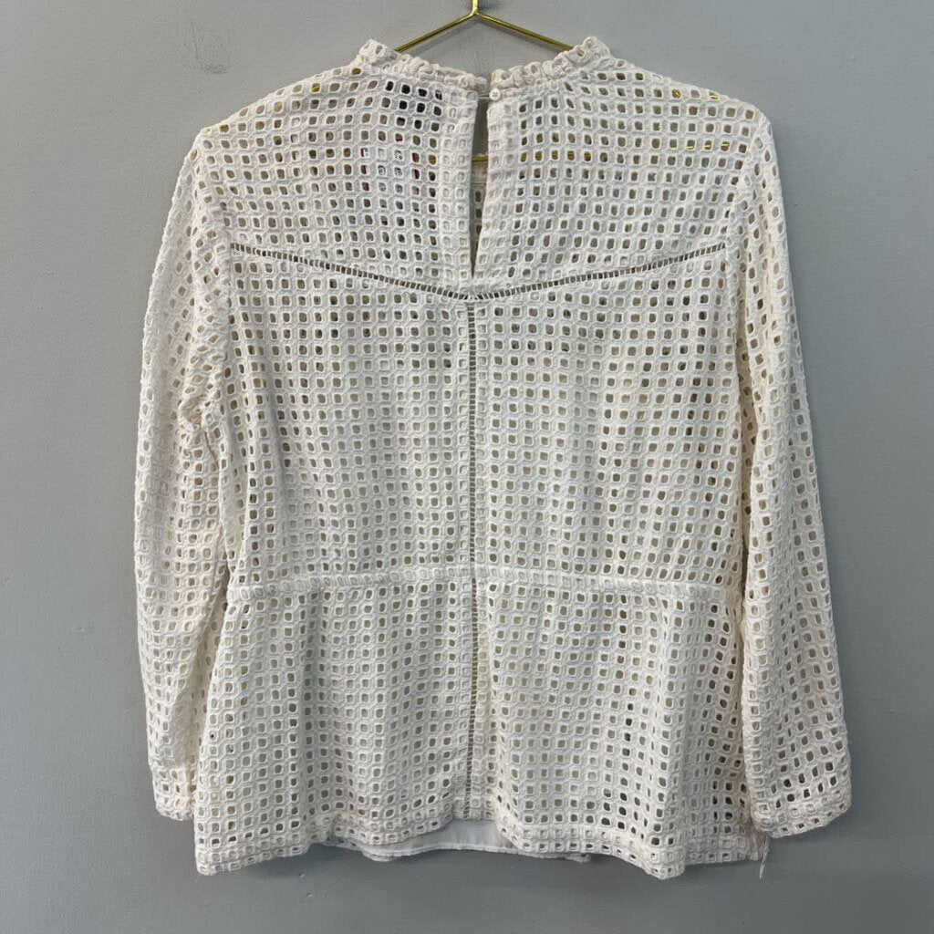 Point Sur White Eyelet Long Sleeve Mock Neck Top 6