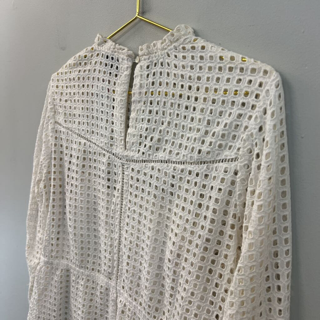 Point Sur White Eyelet Long Sleeve Mock Neck Top 6