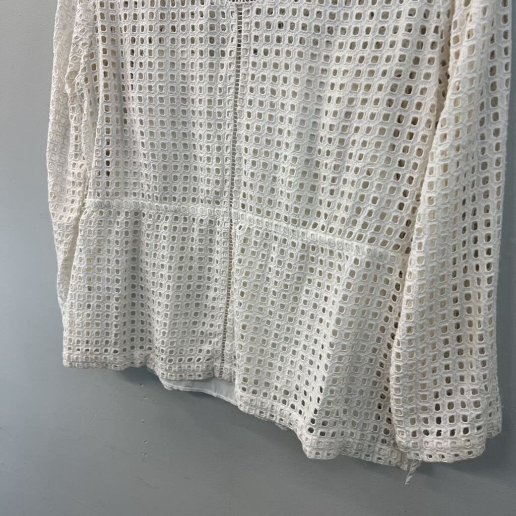 Point Sur White Eyelet Long Sleeve Mock Neck Top 6