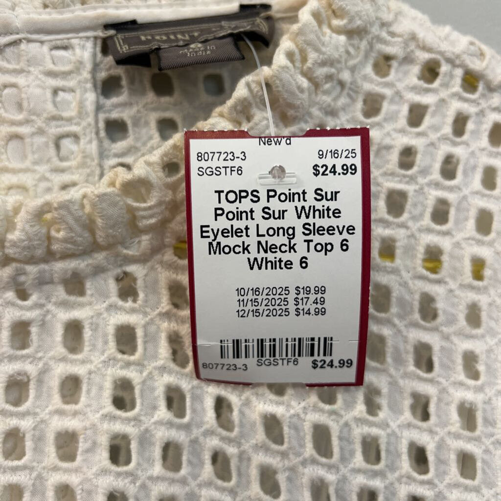 Point Sur White Eyelet Long Sleeve Mock Neck Top 6