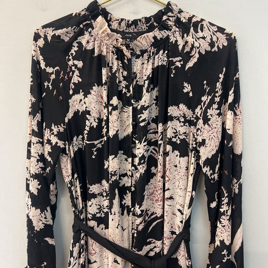 Fate Black/ White Print Long Sleeve Mock Neck Maxi Dress Medium