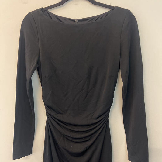 David Meister Black Ruched Long Sleeve Dress 4