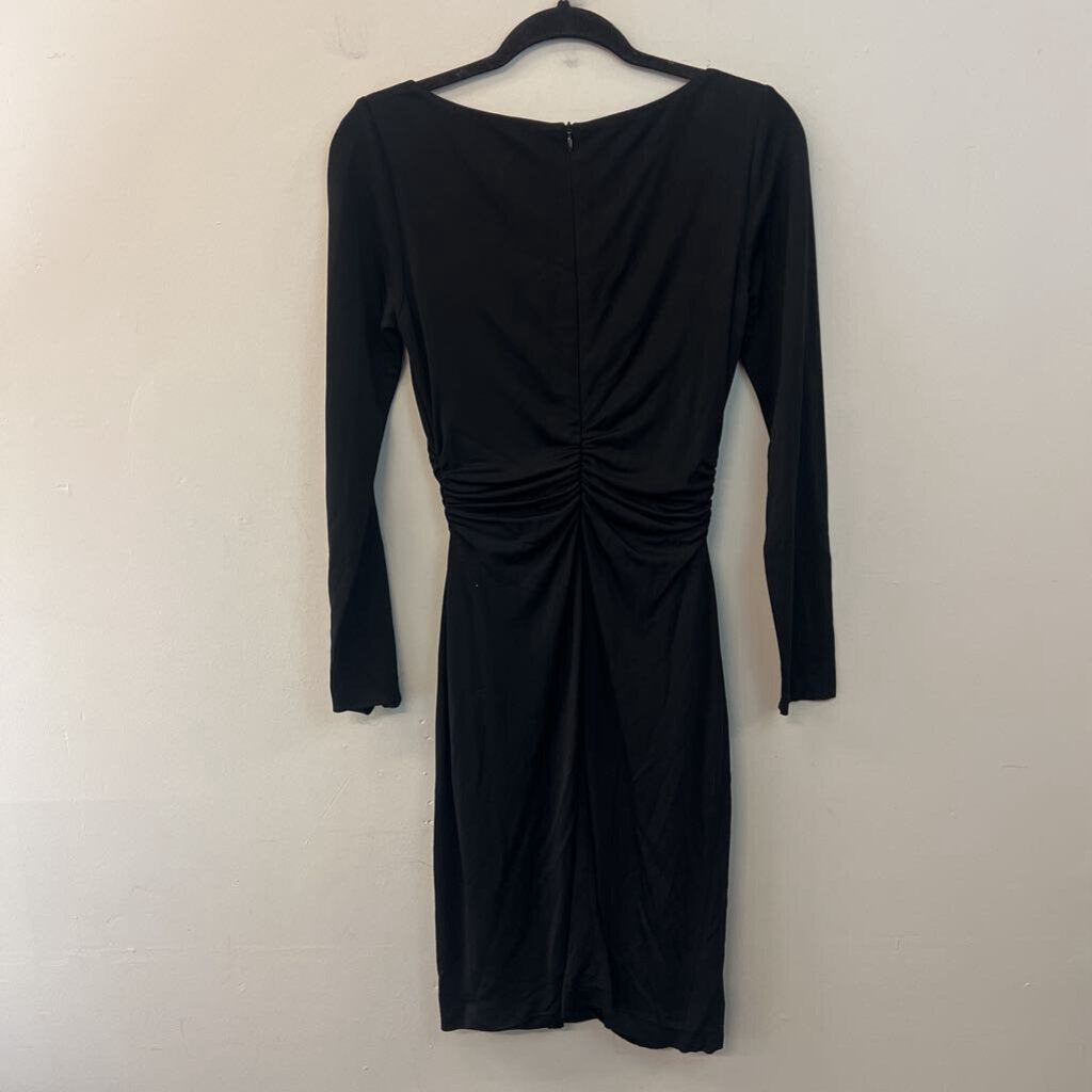 David Meister Black Ruched Long Sleeve Dress 4