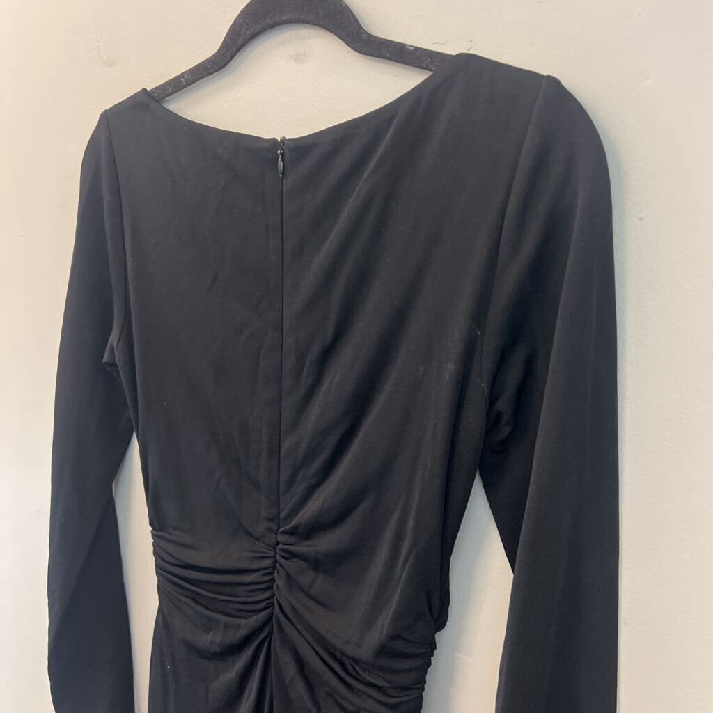 David Meister Black Ruched Long Sleeve Dress 4