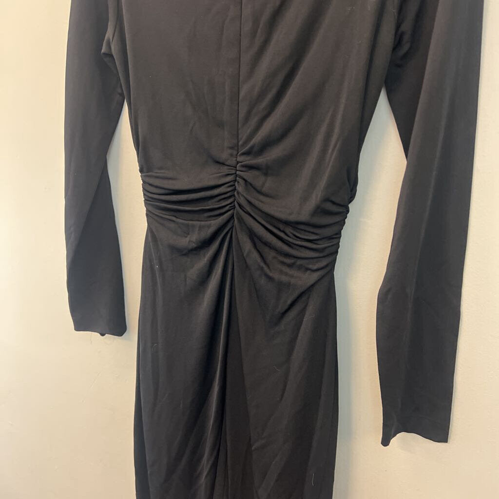 David Meister Black Ruched Long Sleeve Dress 4