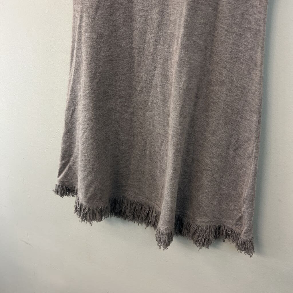 THML Grey Fringe Edge Short Sleeve Sweater Dress Small