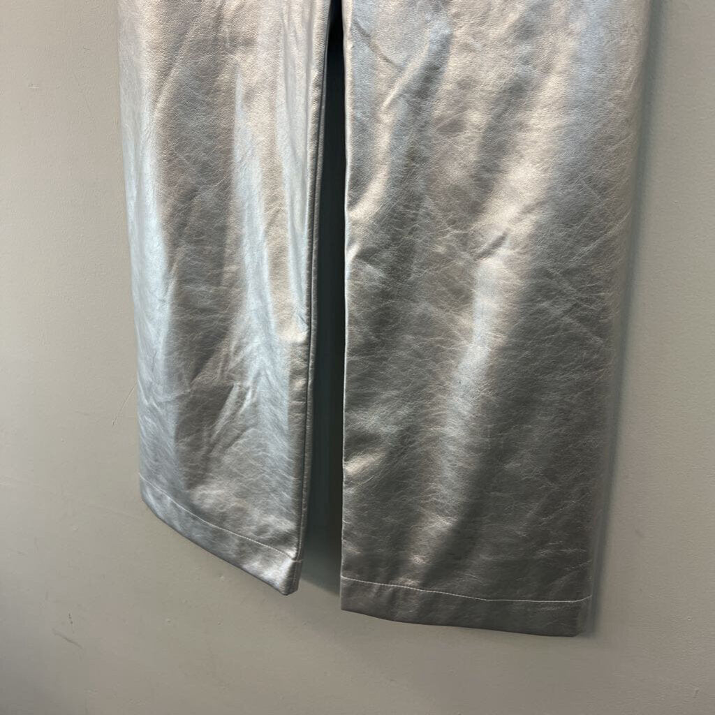 Maeve Metallic Silver Leather The Colette Pant 25