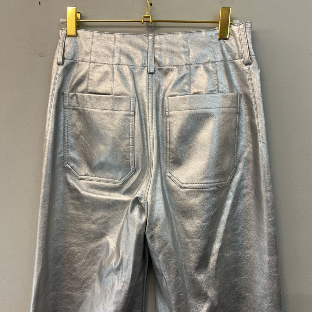 Maeve Metallic Silver Leather The Colette Pant 25