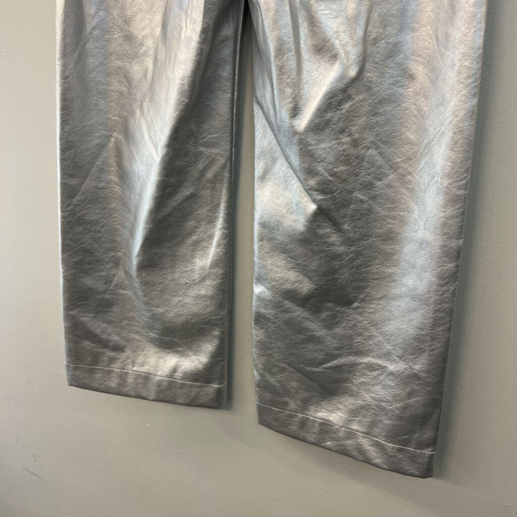Maeve Metallic Silver Leather The Colette Pant 25