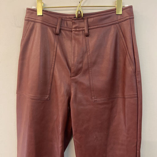 7 For All Mankind Brown Leather Wide Leg Pants Small