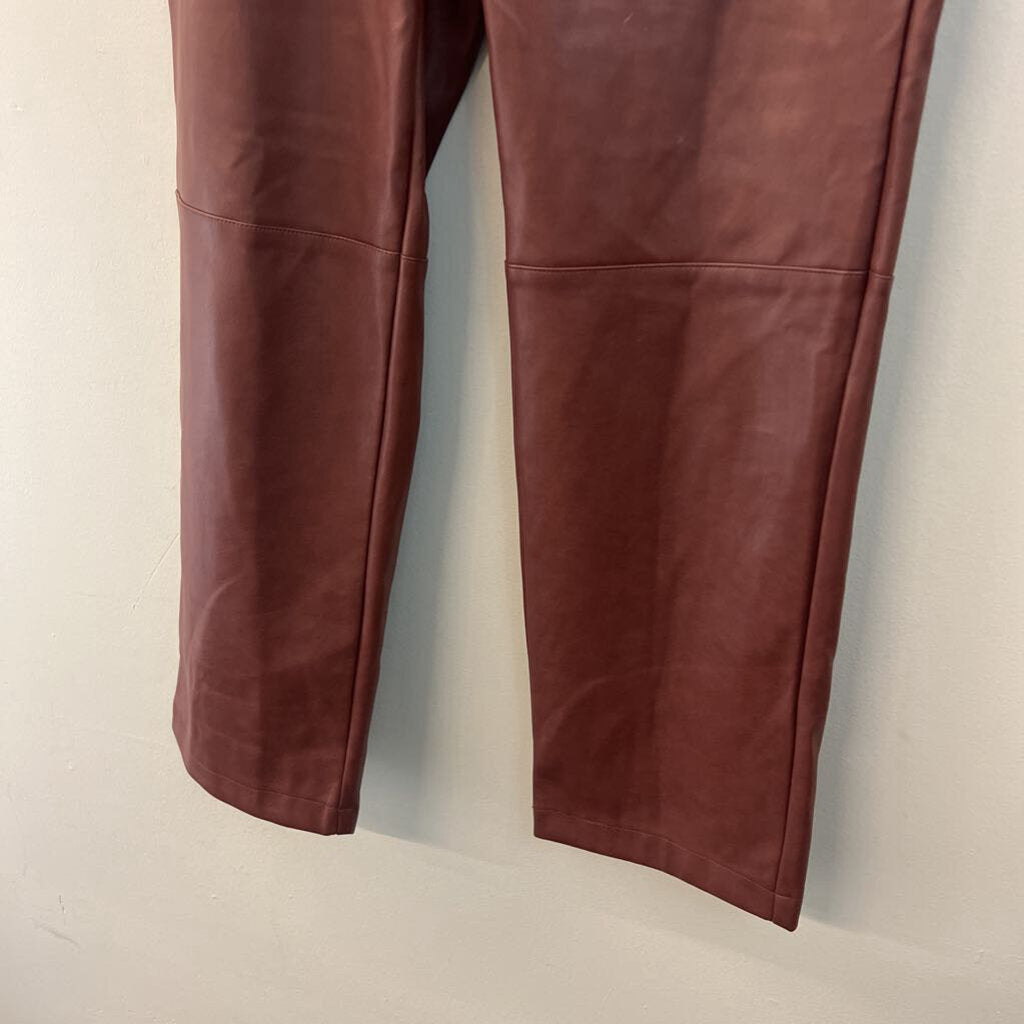 7 For All Mankind Brown Leather Wide Leg Pants Small