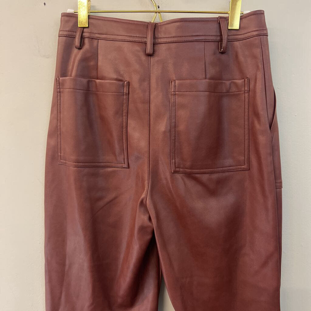 7 For All Mankind Brown Leather Wide Leg Pants Small