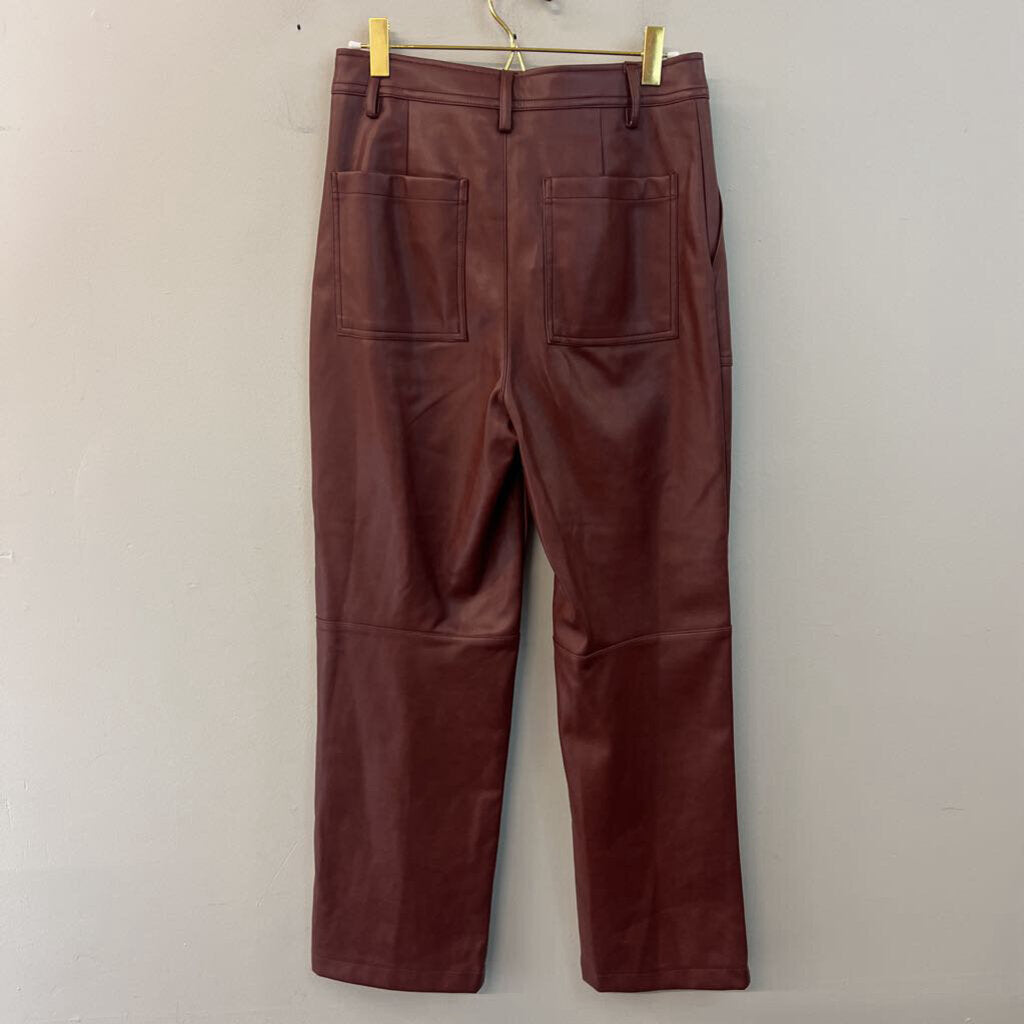 7 For All Mankind Brown Leather Wide Leg Pants Small