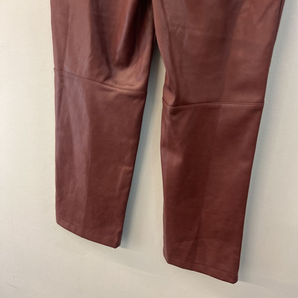 7 For All Mankind Brown Leather Wide Leg Pants Small