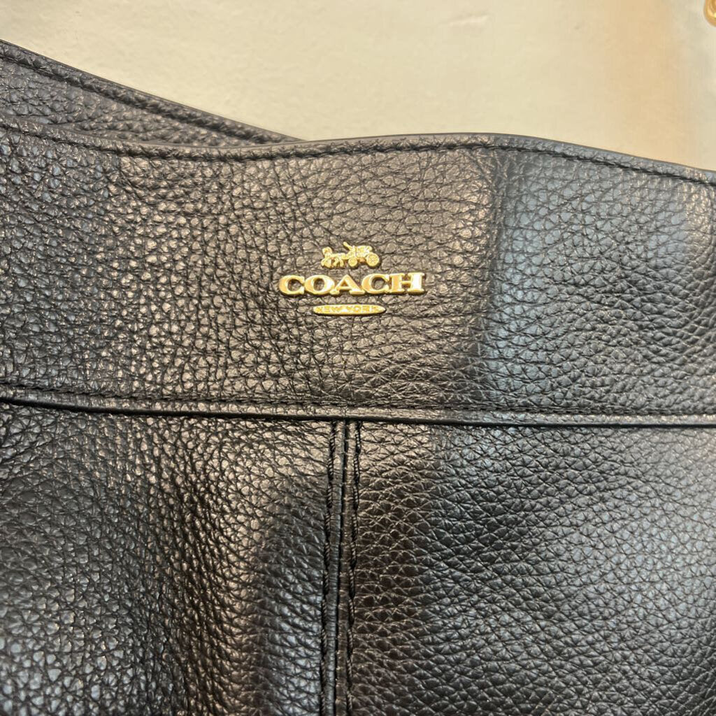 Coach Black Pebbled Leather Lexy Floral Rivets Purse