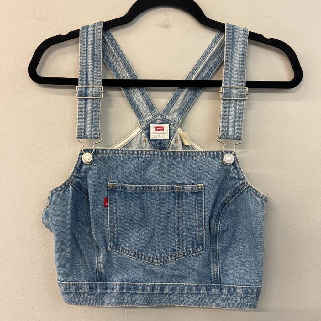 Levi Light Wash Overall Crop Top Small