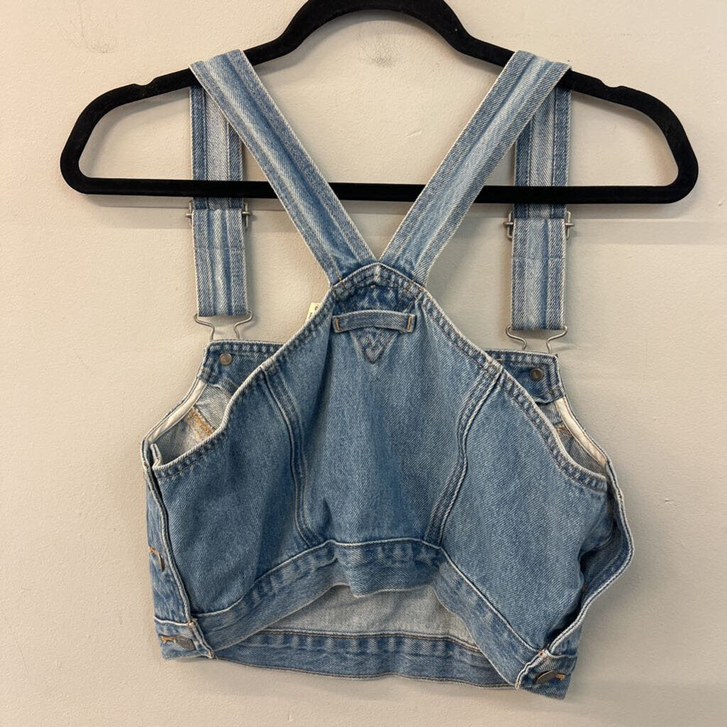 Levi Light Wash Overall Crop Top Small
