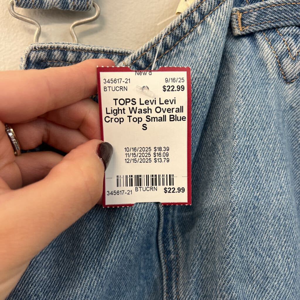 Levi Light Wash Overall Crop Top Small