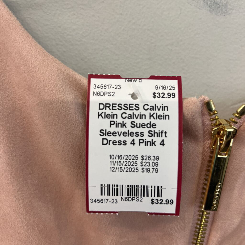 Calvin Klein Pink Suede Sleeveless Shift Dress 4