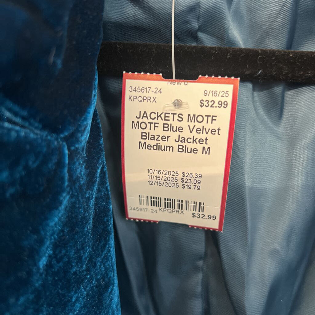 MOTF Blue Velvet Blazer Jacket Medium