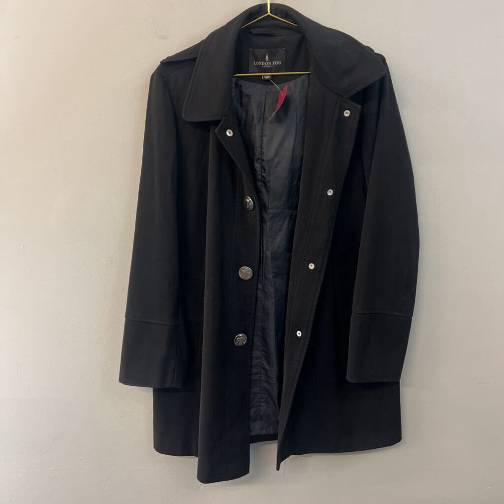 London Fog Black Long Jacket Large