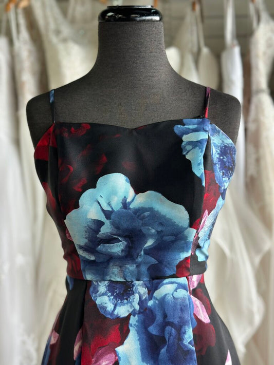 Speechless Black/ Multi Flower Print High Low Formal Dress 11