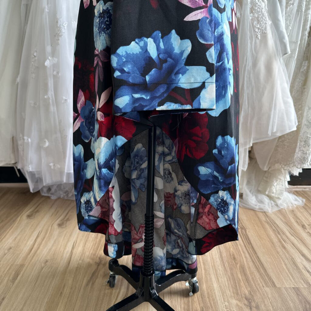 Speechless Black/ Multi Flower Print High Low Formal Dress 11