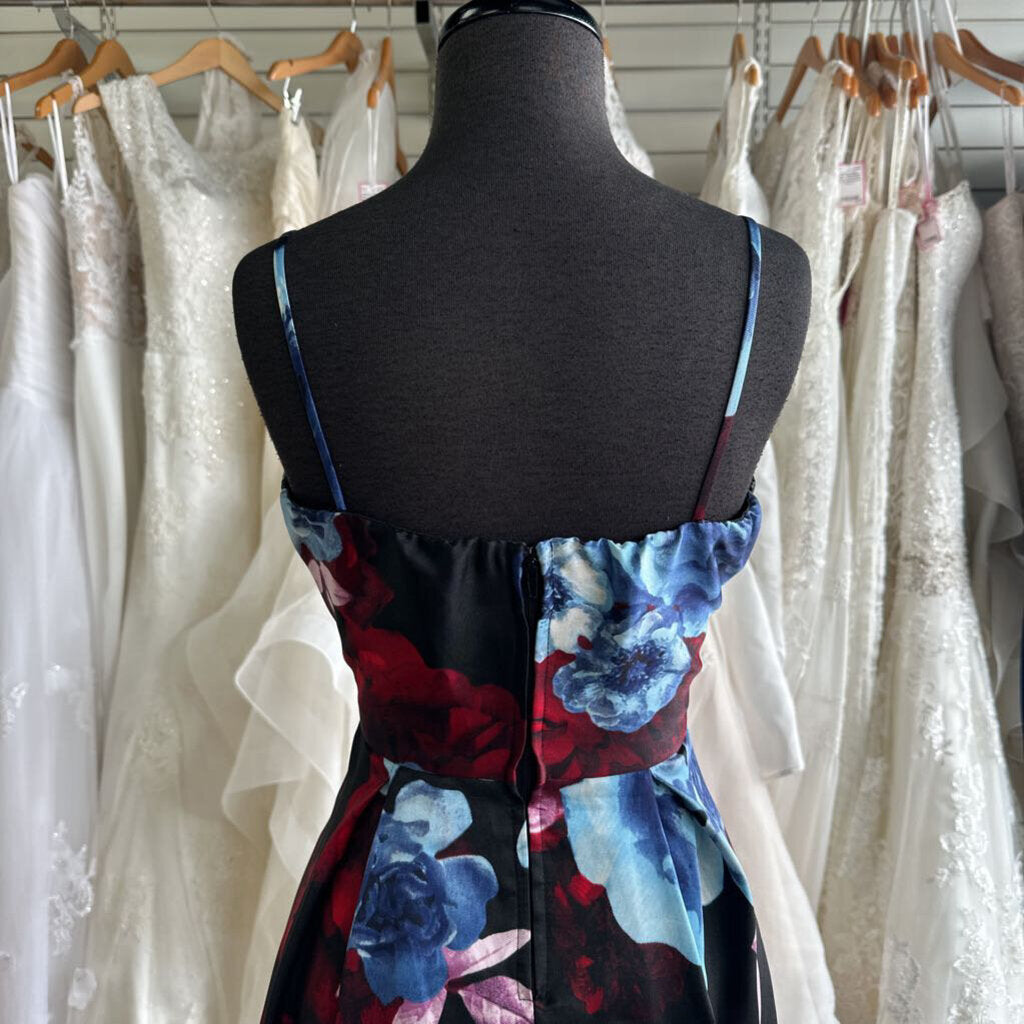 Speechless Black/ Multi Flower Print High Low Formal Dress 11