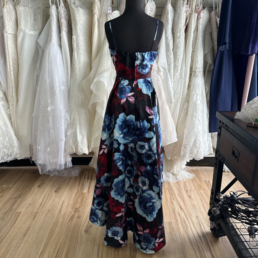Speechless Black/ Multi Flower Print High Low Formal Dress 11
