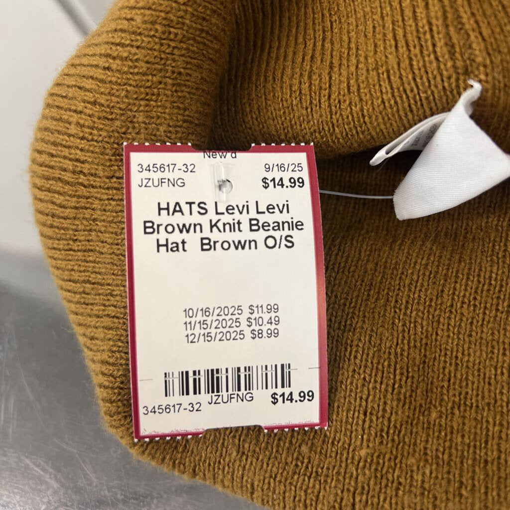 Levi Brown Knit Beanie Hat