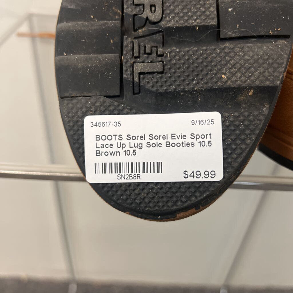 Sorel Evie Sport Lace Up Lug Sole Booties 10.5