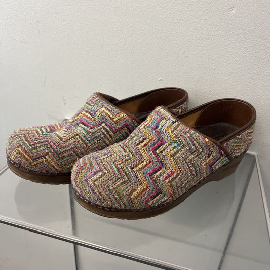 Sanita Multi Color Slip On Knit Danish Clogs 39
