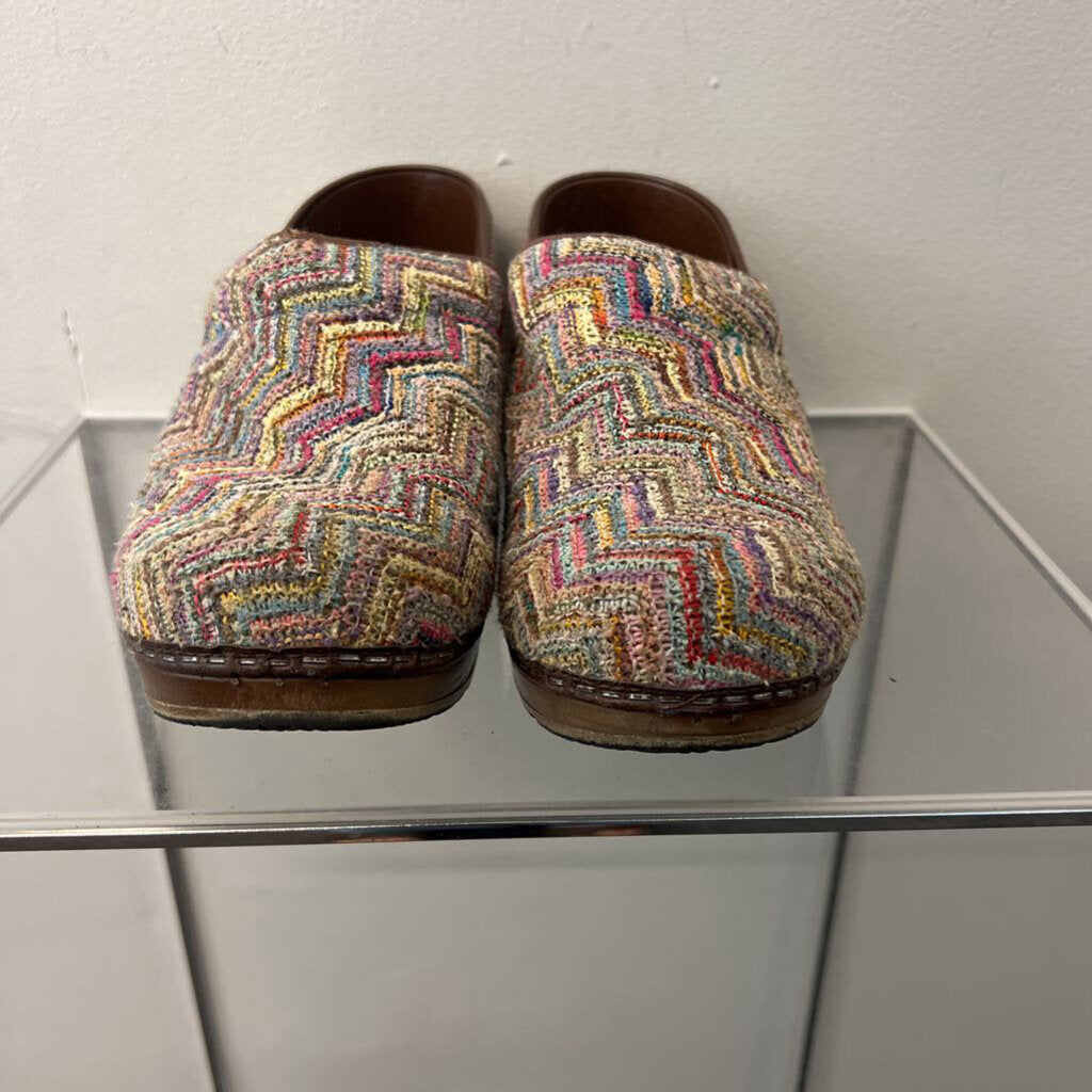 Sanita Multi Color Slip On Knit Danish Clogs 39