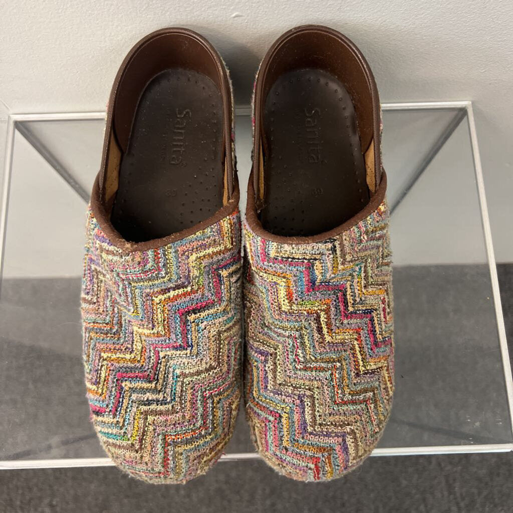 Sanita Multi Color Slip On Knit Danish Clogs 39