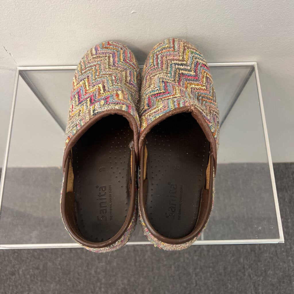 Sanita Multi Color Slip On Knit Danish Clogs 39