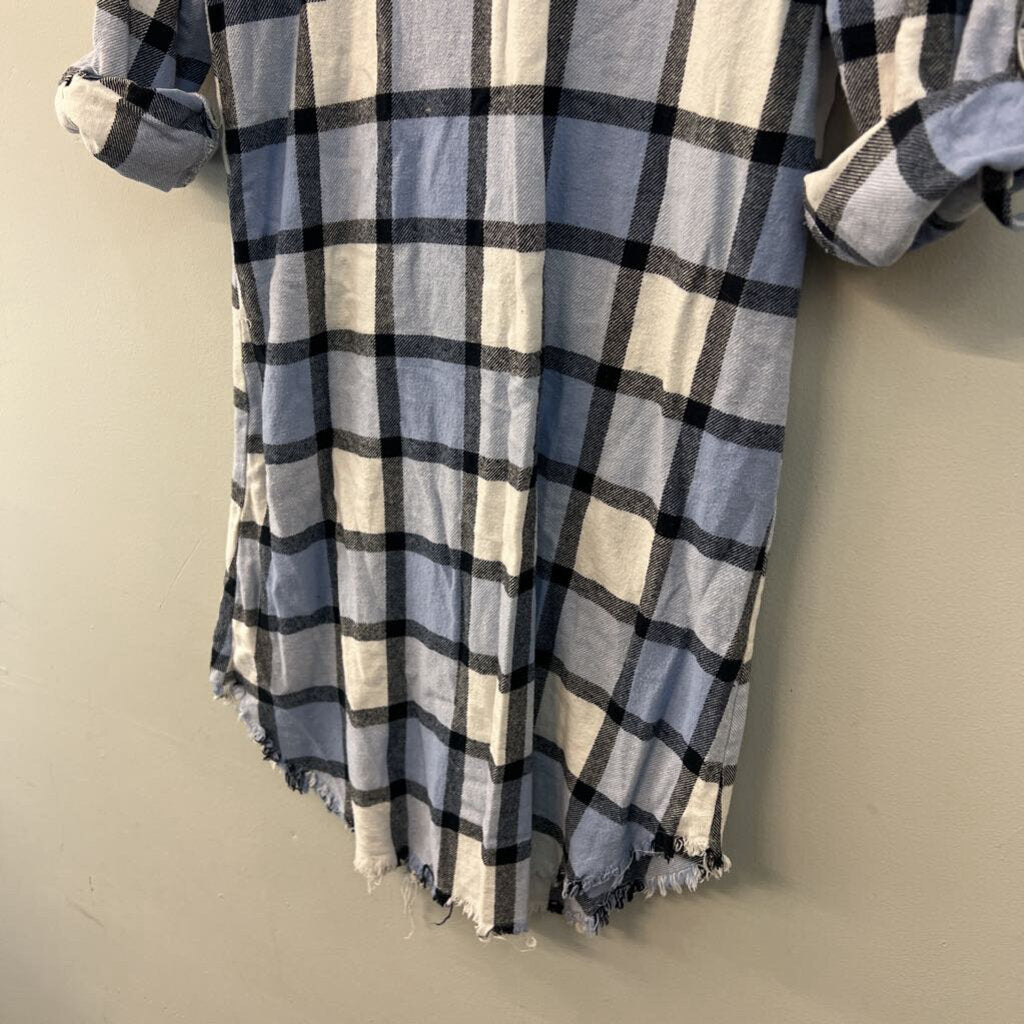 Dizzy Lizzy Blue/ White Plaid Long Sleeve Button Down Dress Small